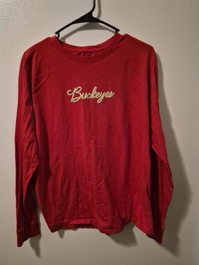 Nike Kids Long-Sleeve Buckeyes Tee - Red with Cream Script